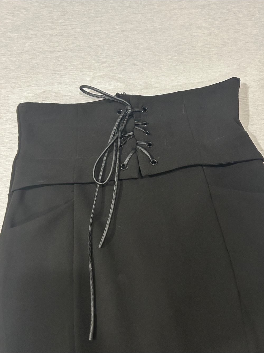 Papaya Black High-Waist Lace-Up Pencil Skirt Sz S - Picture 3 of 7